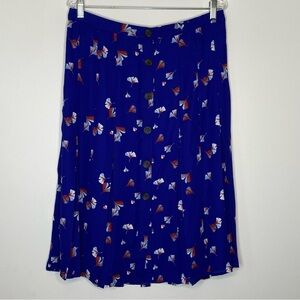 Banana Republic Blue Floral Button Front Skirt
